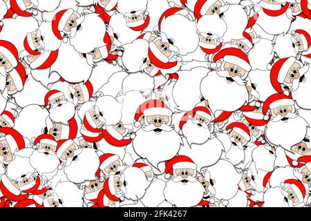 Une illustration de couches de joyeux père Noël, visages de Santa Banque D'Images