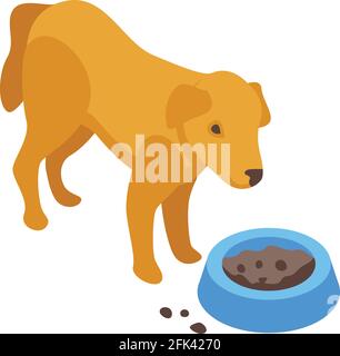 Icône chien de nourriture désobéissant. Icône isométrique de vecteur alimentaire désobéissant pour chien pour la conception de Web isolée sur fond blanc Illustration de Vecteur