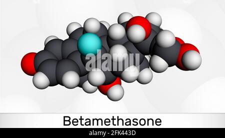 Betamethasone, molécule. Il s'agit d'un corticostéroïde synthétique, glucocorticoïde aux activités métaboliques, immunosuppressives et anti-inflammatoires. Moléculaire Banque D'Images