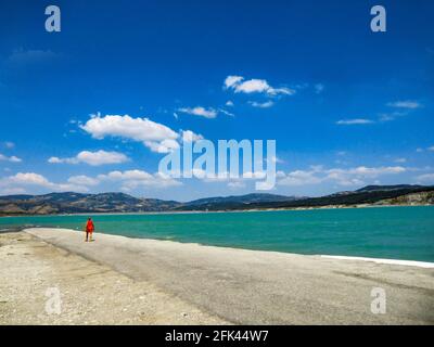 Barrage Monte Cotugno autour de Bracciano, le parc national du Pollino, Basilicate, Italie. Banque D'Images