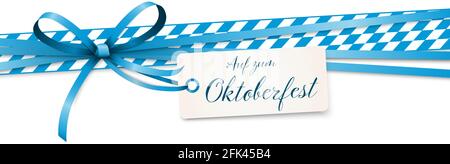 Illustration vectorielle EPS 10 d'un noeud en ruban bleu avec Suspendre l'étiquette et le texte isolés sur fond blanc pour l'allemand Heure de l'Oktoberfest 2021 Illustration de Vecteur