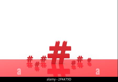 Groupe d'icônes de hashtag isolées sur fond blanc.Illustration 3D. Banque D'Images