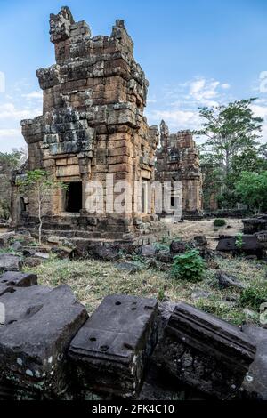 Tours Suor Prat, Angkor Thom, Parc archéologique d'Angkor, Siem Reap, Cambodge Banque D'Images