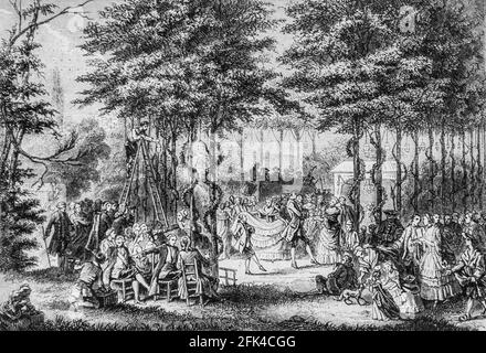 dans le parc de saint cloud en 1760 ,le magazin pittesque,éditeur edouard charton, 1860 Banque D'Images