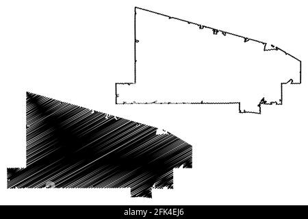 Comté de Vilas, État du Wisconsin (comté des États-Unis, États-Unis d'Amérique, États-Unis) carte illustration vectorielle, croquis de griffonnage carte de Vilas Illustration de Vecteur