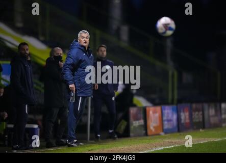 Nailsworth, Royaume-Uni. 27 avril 2021. Rob Kelly, directeur intérimaire de Barrow, lors du match à huis clos de la Sky Bet League 2 entre Forest Green Rovers et Barrow à la New Lawn, à Nailsworth, en Angleterre, le 27 avril 2021. Photo d'Andy Rowland. Crédit : Prime Media Images/Alamy Live News Banque D'Images