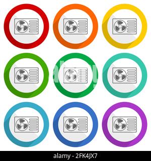 Icônes vectorielles de pompe à chaleur, ensemble de boutons plats colorés pour le design Web et les applications mobiles Illustration de Vecteur