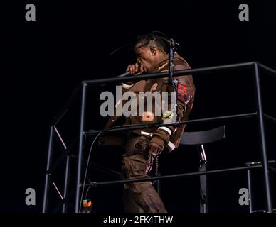 Houston, États-Unis. 09ème novembre 2019. Travis Scott se produit à Astroworld à Houston, Texas, le 9 novembre 2019. L'anniversaire de Travis Scott est le 30 avril. (Photo de Jennifer Lake/SIPA USA) crédit: SIPA USA/Alay Live News Banque D'Images