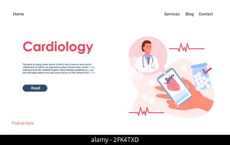 Caricature femme main tenant téléphone portable pour consultation médicale, cardiologue médecin avec stéthoscope sur écran de smartphone isolé sur blanc. Illustration de Vecteur