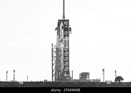 SpaceX Falcon 9 Crew 2 N&B. Banque D'Images