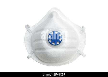 Masque respiratoire pour la protection contre la poussière, les virus, les bactéries isolées sur blanc. Banque D'Images