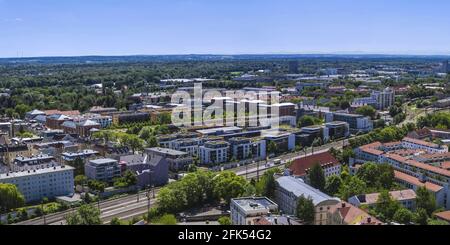 Vue sur Augsbourg autour du pont Gögginger Banque D'Images