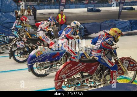 Weltmeisterschaftslauf im Eisspeedway in der Max Aicher Arena in Inzell - Chiemgau Banque D'Images