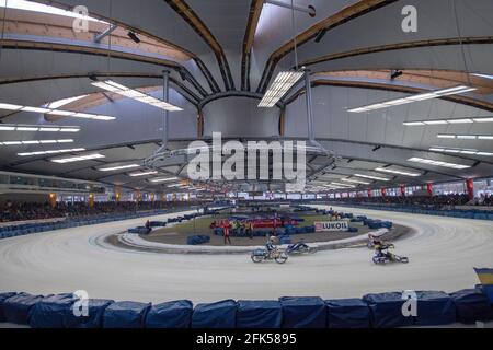 Weltmeisterschaftslauf im Eisspeedway in der Max Aicher Arena in Inzell - Chiemgau Banque D'Images