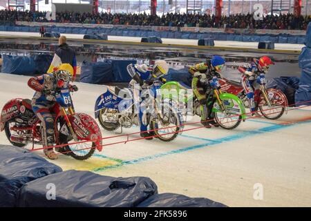 Weltmeisterschaftslauf im Eisspeedway in der Max Aicher Arena in Inzell - Chiemgau Banque D'Images