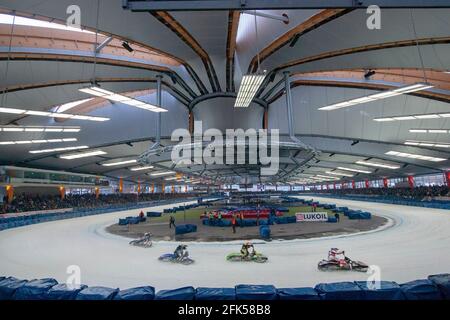 Weltmeisterschaftslauf im Eisspeedway in der Max Aicher Arena in Inzell - Chiemgau Banque D'Images