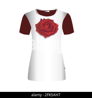 Imprimé sur un t-shirt à motif roses rouges. Illustration vectorielle Illustration de Vecteur