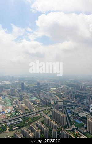 Vue sur Guangzhou depuis la tour du canton, Guangzhou, Chine Banque D'Images