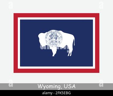 Drapeau de l'État des États-Unis du Wyoming. Drapeau de WY, USA isolé sur fond blanc. États-Unis, Amérique, États-Unis d'Amérique, États-Unis. Vecteur Ill Illustration de Vecteur