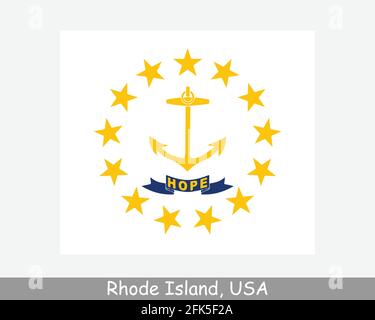 Drapeau d'État américain de Rhode Island. Drapeau de RI, USA isolé sur fond blanc. États-Unis, Amérique, États-Unis d'Amérique, États-Unis. VVecto Illustration de Vecteur