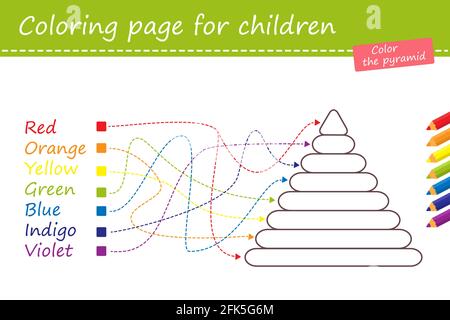 Page de coloriage pour les enfants. Colorer la pyramide. Illustration vectorielle. Style dessin animé plat Banque D'Images