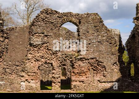 Murs et vestiges d'un château médiéval du XIIe siècle dans Pays de Galles (château de Grosmont, Monbucshire) Banque D'Images