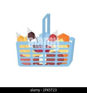 Panier rempli de produits illustrations vectorielles isolées Illustration de Vecteur