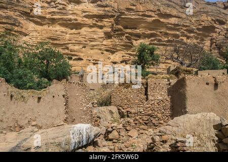 Huttes traditionnelles en pays Dogon, au Mali Banque D'Images