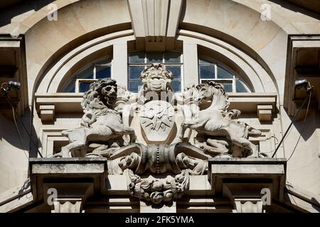 Détail style baroque édouardien Portland Pierre St James Building Grade II bâtiment classé Oxford Street, Manchester, Clegg, Fryer & Penman Architect Banque D'Images