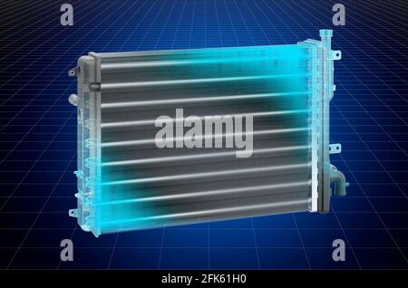 Visualisation modèle cao 3d de radiateur de voiture, plan. Rendu 3D Banque D'Images