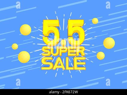 5.5 affiche de solde ou prospectus de la journée de magasinage. 5.5 bannière en ligne Super sale. Illustration de Vecteur