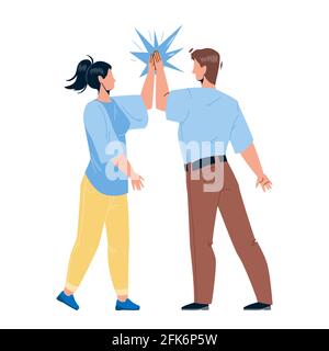 Homme donnant élevé cinq jeune femme ami vecteur Illustration de Vecteur