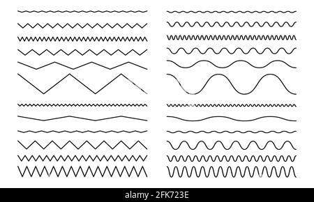 Ensemble de lignes ondulées sans couture et de lignes ondulées en zigzag. Elément de conception vectoriel isolé sur fond blanc Illustration de Vecteur