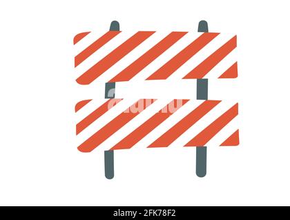 Réparation sur route. Panneau d'informations de construction. Équipement spécial pour la clôture de la voie. Entretien. Chaussée. Barrière de rue pour les travaux de voirie et de construction Illustration de Vecteur