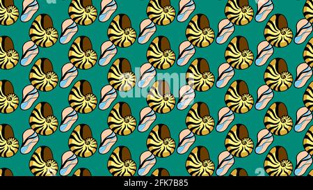 Motif sans couture et motif coquillage sur fond bleu Illustration de Vecteur