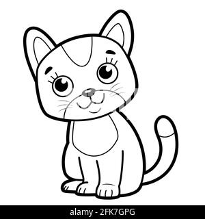 Livre de coloriage ou page pour enfants. Illustration Cat noir et blanc Banque D'Images