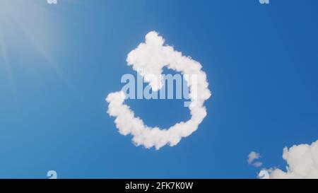 rendu 3d de nuages blancs moelleux en forme de sens inverse des aiguilles d'une montre symbole de la flèche de rafraîchissement sur le ciel bleu avec rayons du soleil Banque D'Images