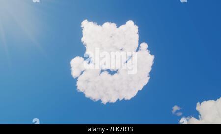 rendu 3d de nuages blancs moelleux en forme de symbole de renard sauvage de la forêt sur le ciel bleu avec le soleil rayons Banque D'Images