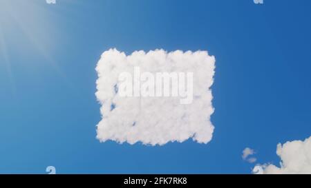 rendu 3d de nuages blancs moelleux en forme de symbole d'oreiller doux sur ciel bleu avec rayons de soleil Banque D'Images