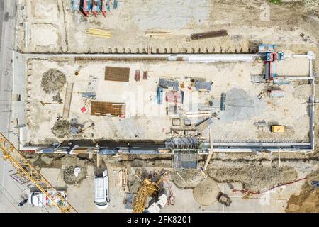 Vue panoramique d'un chantier de construction. Banque D'Images