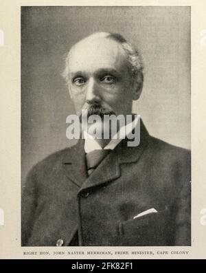 John Xavier Merriman, Premier ministre, Cape Colony du livre « la Grande-Bretagne à travers les mers : l'Afrique : une histoire et une description de l'Empire britannique en Afrique » par Johnston, Harry Hamilton, Sir, 1858-1927 publié en 1910 à Londres par le dépôt de la National Society Banque D'Images