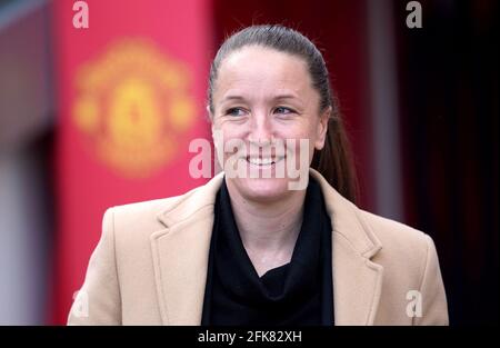 Photo du dossier datée du 27-03-2021, de Casey Stoney, gestionnaire de Manchester United. Date de publication : samedi 27 mars 2021. Banque D'Images