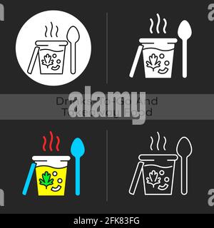 Icône de thème sombre pour les soupes à emporter Illustration de Vecteur