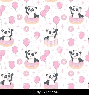 Joli vecteur d'illustration panda. Sans coutures Panda pour bébé. Répétition. Conception de tissu. Illustration de Vecteur