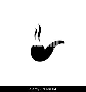 icône de silhouette de pipe de tabac en bois. Silhouette classique traditionnelle. Illustration vectorielle isolée sur blanc. Taille basse, style plus élégant. Illustration de Vecteur