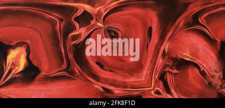Couches de peinture rouge sur toile. Art fractal. Arrière-plan abstrait Banque D'Images