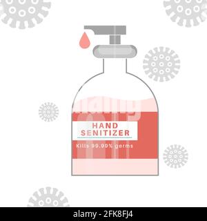 Désinfectant pour les mains protéger avec le virus covid et les fumées. Illustration de Vecteur