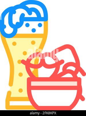 illustration vectorielle de l'icône en forme de bière et d'en-cas de bretzels Illustration de Vecteur