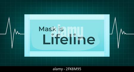 Portez un masque et protégez votre sourire. Le masque facial est très utile pour protéger avec le virus corona Covid 19. Illustration de Vecteur