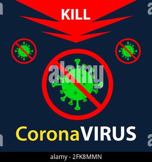 Tuer Corona virus affiche pour les sites Web et les médias sociaux. Restez à la maison Restez en sécurité. Illustration de Vecteur